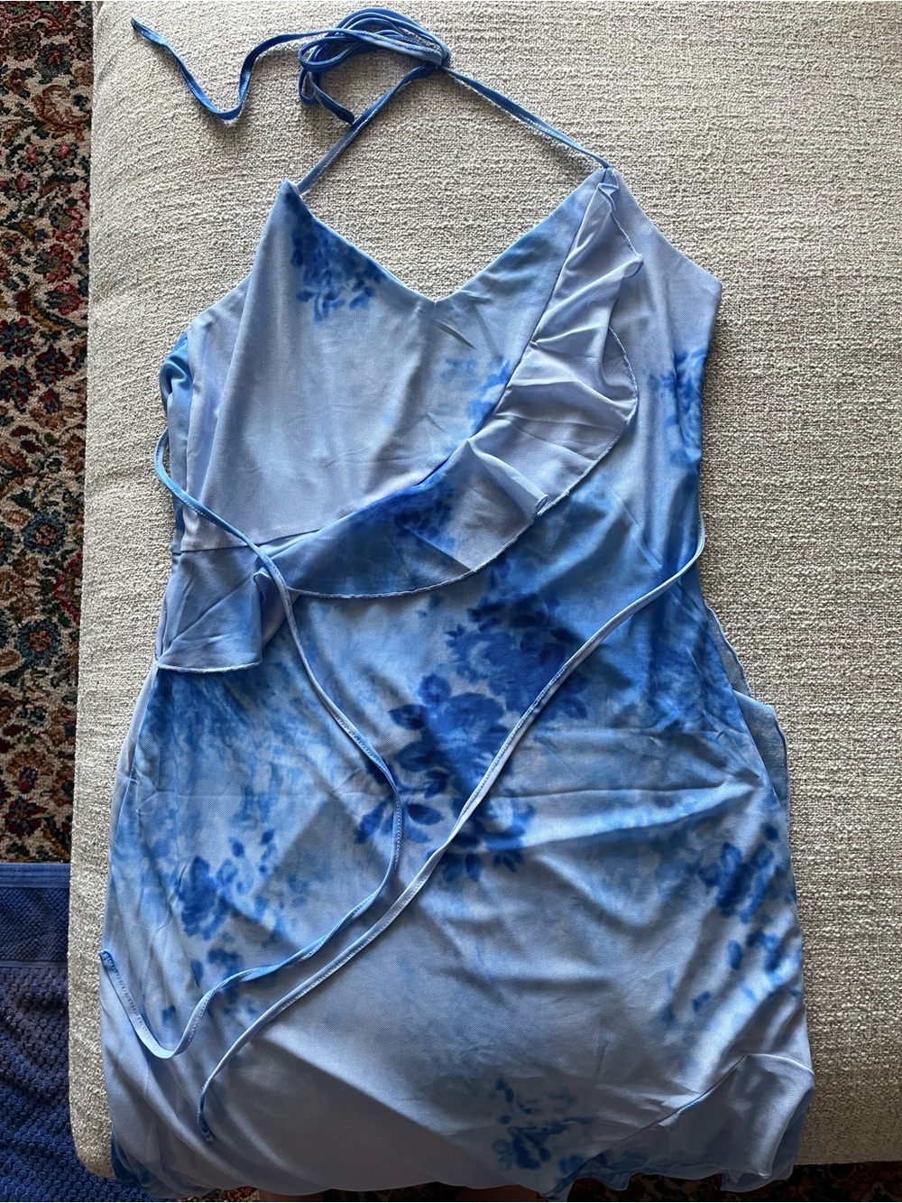 Light Blue Maxi Dress with Ruffle Detail